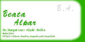 beata alpar business card