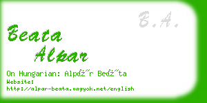 beata alpar business card